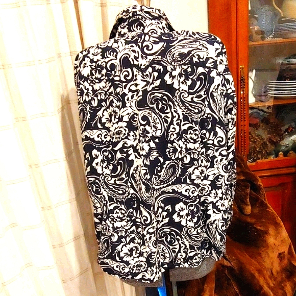 Chaps 100% Cotton , Black and White Blouse - Picture 2 of 3
